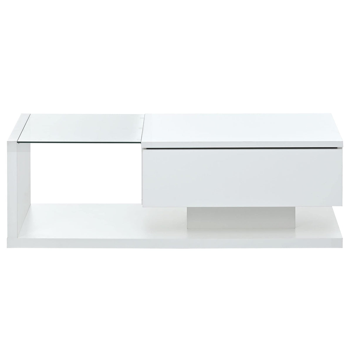 LUMISOL WS00458 High-Gloss Coffee Table with Tempered Glass White