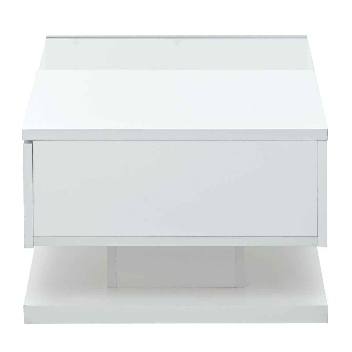 LUMISOL WS00458 High-Gloss Coffee Table with Tempered Glass White