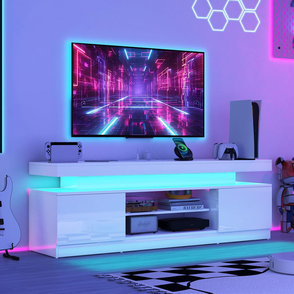 Verano Garden 160cm High Gloss TV Stand with LED White