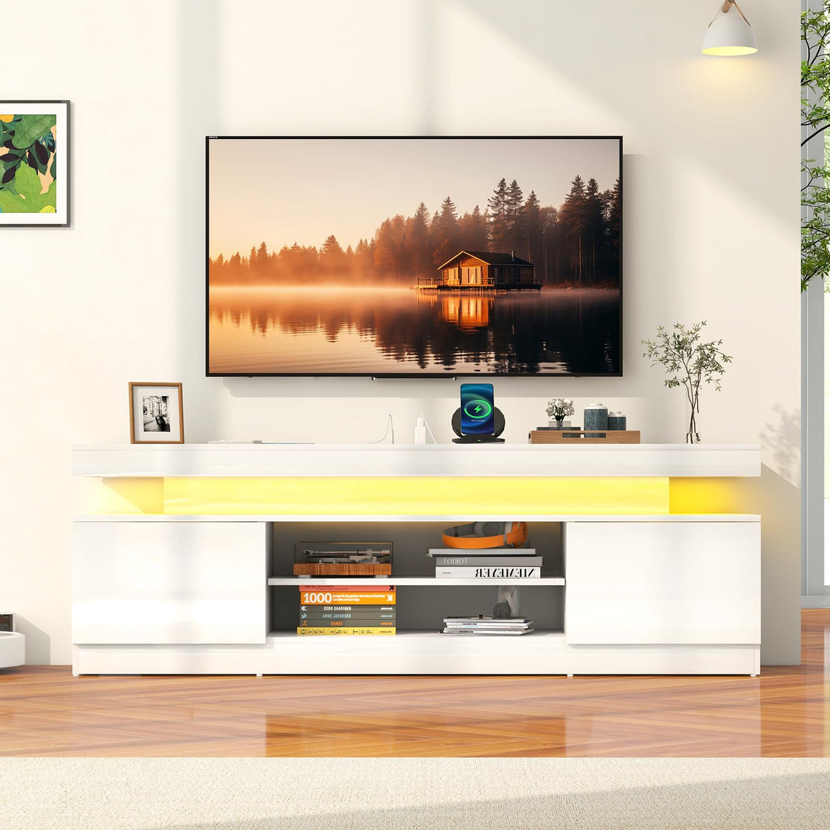 Verano Garden 160cm High Gloss TV Stand with LED White