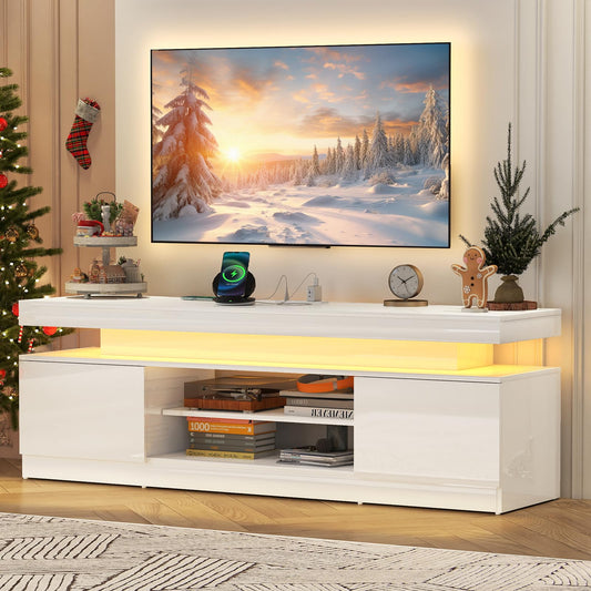 Verano Garden 160cm High Gloss TV Stand with LED White